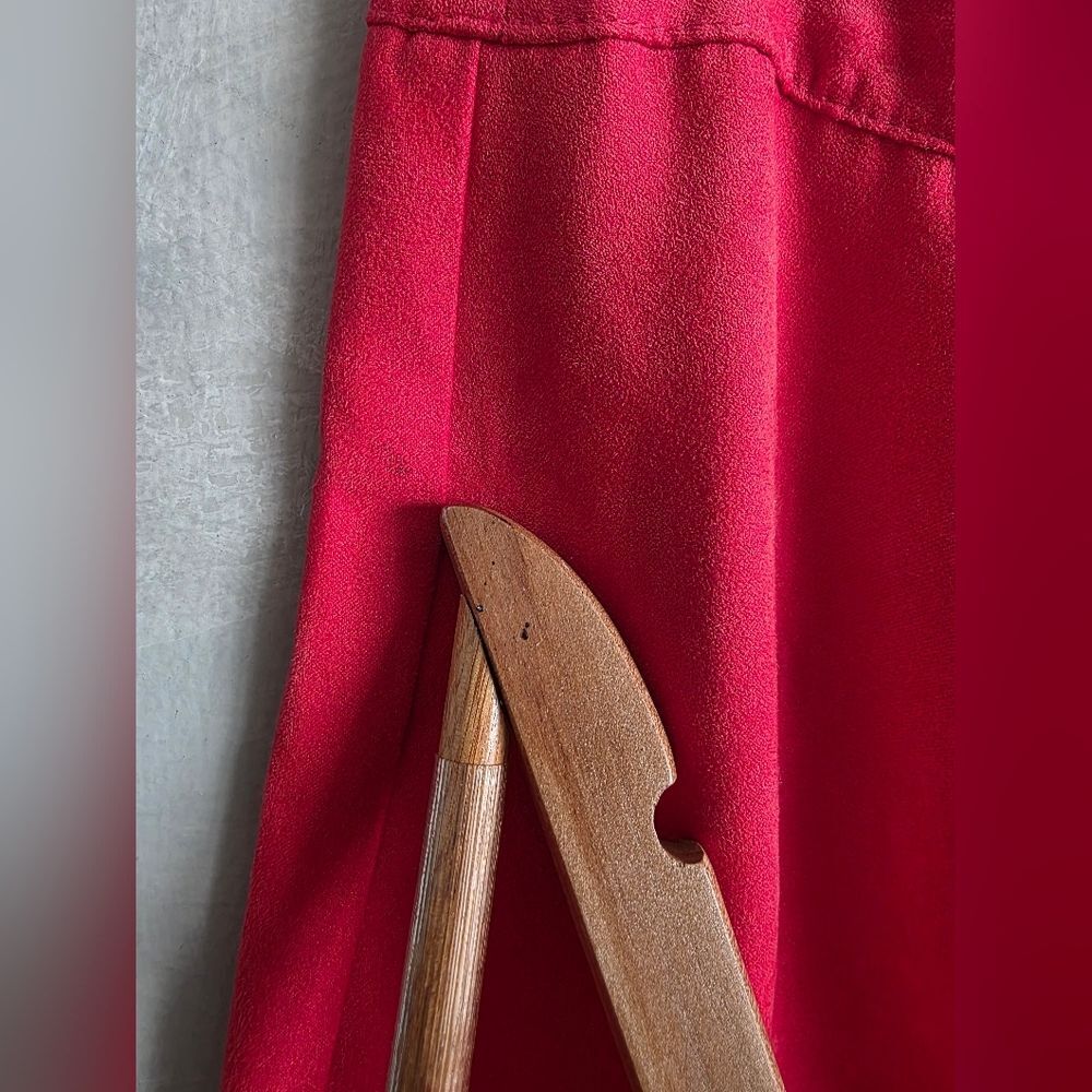 Red Faux Suede Long Fringe Maxi skirt H&M x Coachella Collection Sz 12 - Picture 7 of 12